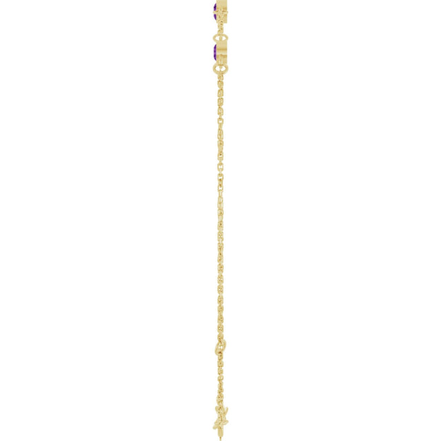 14K Gold Round Natural Amethyst Bezel-Set Link Bracelet – 25.9x1.7mm - Yellow Gold - view 9