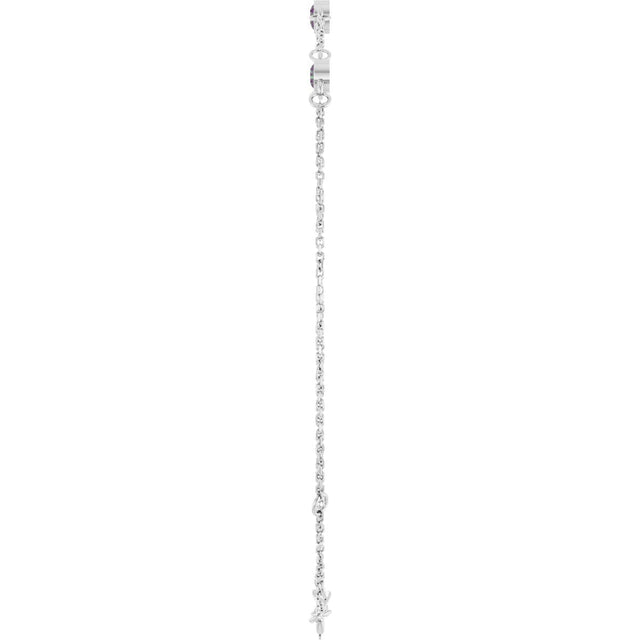 14K Gold Round Lab-Grown Alexandrite Bezel-Set Link Bracelet – 25.9x1.7mm - White Gold - view 9