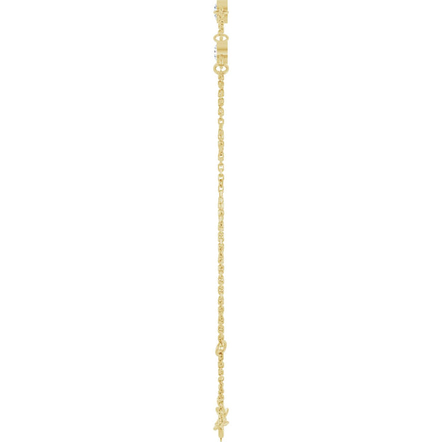 14K Gold Round Natural White Sapphire Bezel-Set Link Bracelet – 25.9x1.7mm - Yellow Gold - view 9