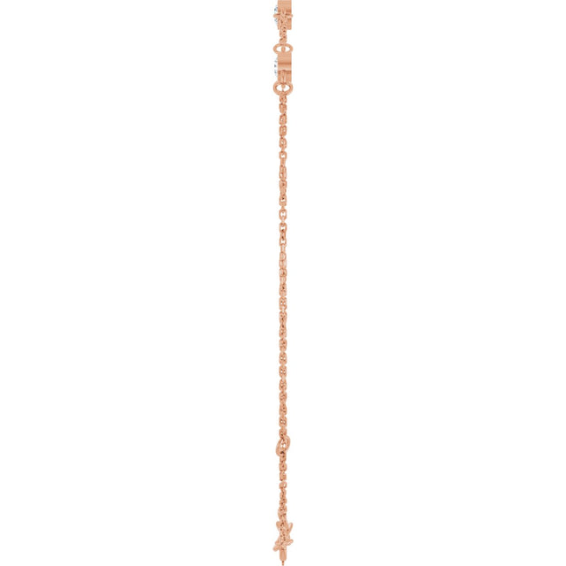 14K Gold Round Natural White Sapphire Bezel-Set Link Bracelet – 25.9x1.7mm - Rose Gold - view 13