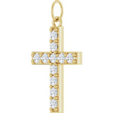 14K Gold Round Lab-Grown Diamond Accented Cross Pendant – 2mm Stones - Yellow Gold - view 3