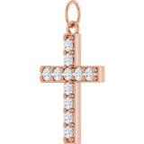 14K Gold Round Lab-Grown Diamond Accented Cross Pendant – 2mm Stones - Rose Gold - view 3