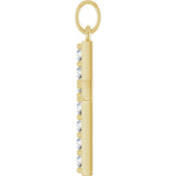 14K Gold Round Lab-Grown Diamond Accented Cross Pendant – 2mm Stones - Yellow Gold - view 2
