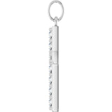 14K Gold Round Lab-Grown Diamond Accented Cross Pendant – 2mm Stones - White Gold - view 2
