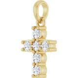 14K Gold Round Natural Diamond Accented Cross Necklace or Pendant – up to 1 1/2 CTW - Yellow Gold - view 5