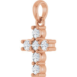 14K Gold Round Natural Diamond Accented Cross Necklace or Pendant – up to 1 1/2 CTW - Rose Gold - view 5