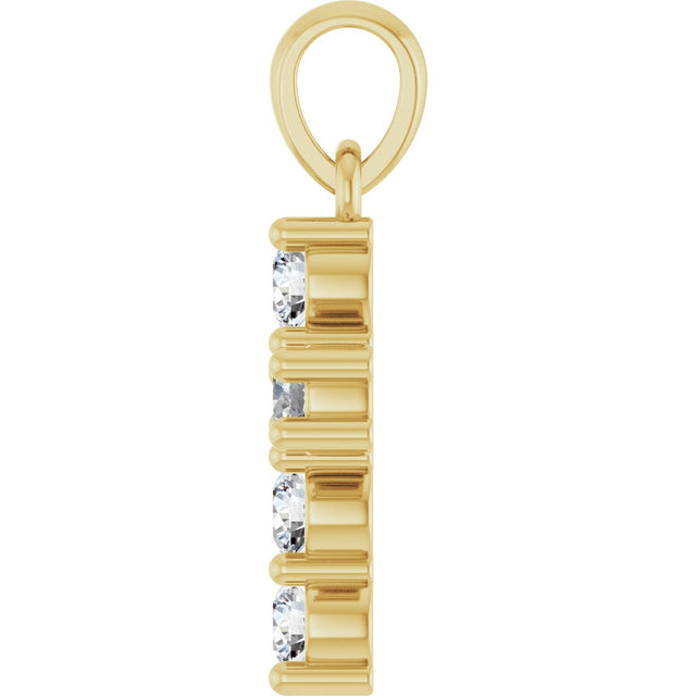 14K Gold Round Natural Diamond Accented Cross Necklace or Pendant – up to 1 1/2 CTW - Yellow Gold - view 6