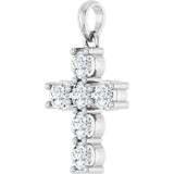 Platinum Round Natural Diamond Accented Cross Necklace or Pendant – up to 1 3/8 CTW - view 5