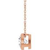 14K Gold Round Lab-Grown Diamond Solitaire Bezel-Set Necklace - Rose Gold - view 6