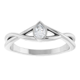 Platinum Pear Lab-Grown Diamond Bezel-Set Criss-Cross Solitaire Ring - view 8