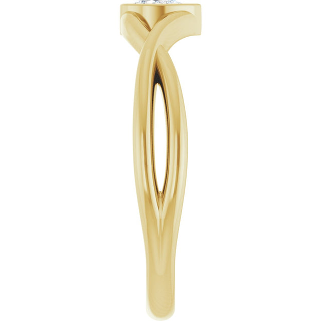 14K Gold Pear Lab-Grown Diamond Bezel-Set Criss-Cross Solitaire Ring - Yellow Gold - view 9