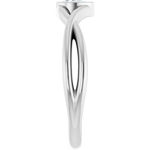 14K Gold Pear Natural Diamond Bezel-Set Criss-Cross Solitaire Ring - White Gold - view 9