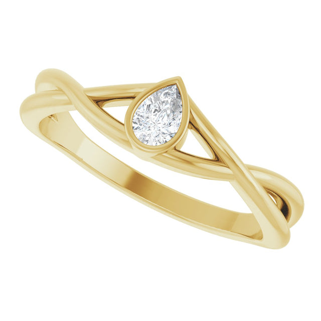 14K Gold Pear Lab-Grown Diamond Bezel-Set Criss-Cross Solitaire Ring - Yellow Gold - view 10