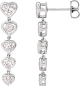 14K Gold Lab-Grown Diamond Heart Earrings - White Gold