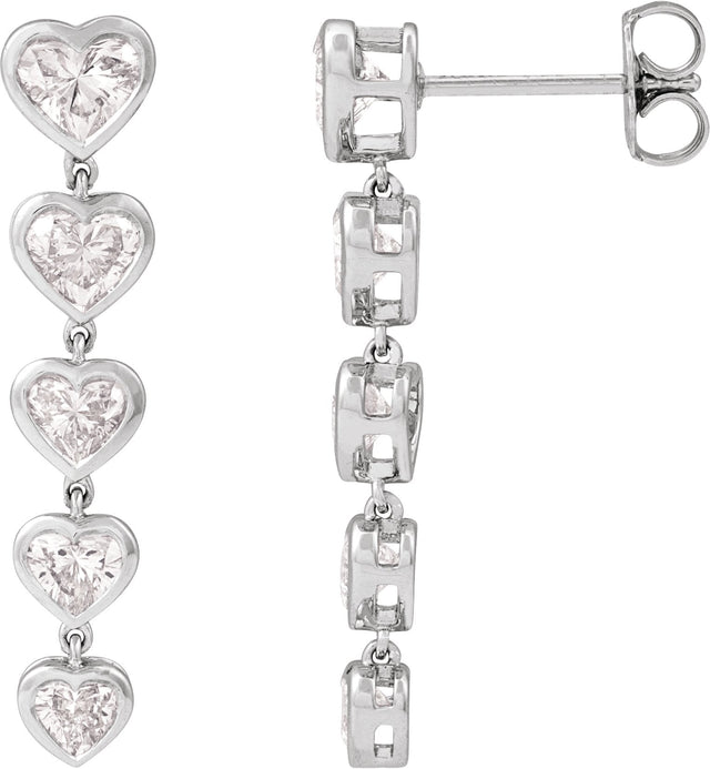 14K Gold Lab-Grown Diamond Heart Earrings - White Gold