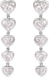 14K Gold Lab-Grown Diamond Heart Earrings - White Gold - view 2
