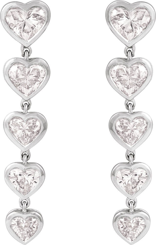 14K Gold Lab-Grown Diamond Heart Earrings - White Gold - view 2