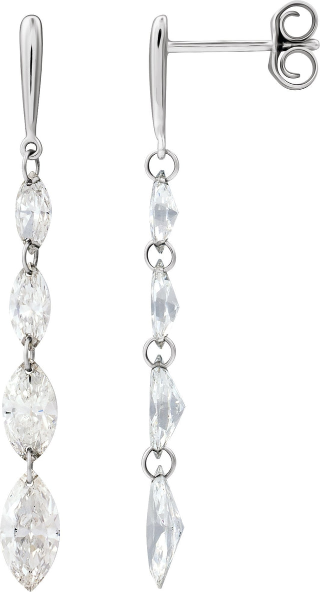14K Gold Marquise Lab-Grown Diamond Earrings – 6.8x3.5mm - White Gold