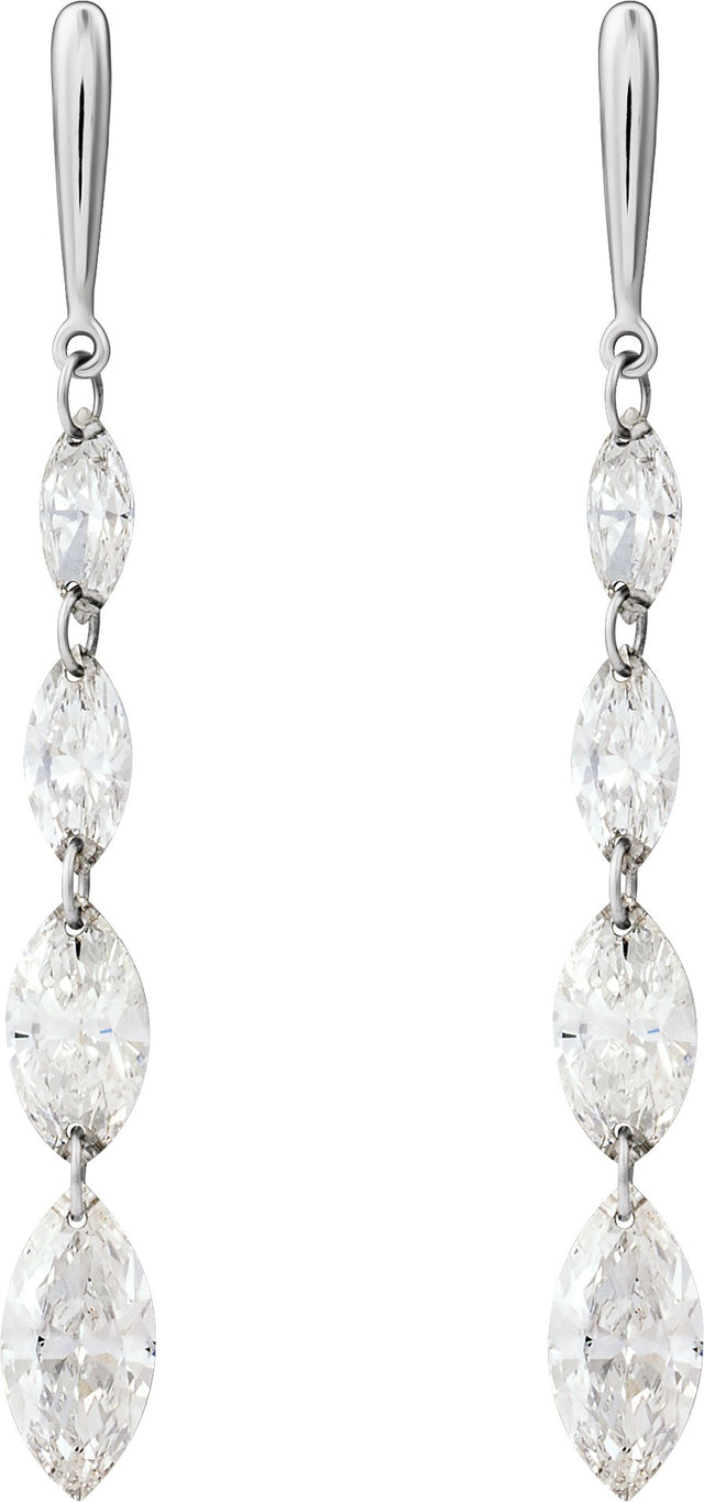 14K Gold Marquise Lab-Grown Diamond Earrings – 6.8x3.5mm - White Gold - view 2