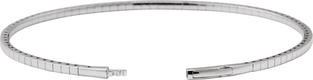 14K Gold Round Lab-Grown Diamond Half Accented Flexible Bangle Bracelet - White Gold - view 6