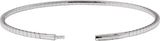 14K Gold Round Natural Diamond Half Accented Flexible Bangle Bracelet - White Gold - view 6