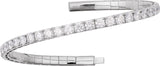14K Gold Round Lab-Grown Diamond Half Accented Flexible Bangle Bracelet - White Gold - view 7