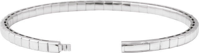 14K Gold Round Natural Diamond Half Accented Flexible Bangle Bracelet - White Gold - view 6