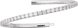 14K Gold Round Lab-Grown Diamond Fully Accented Flexible Bangle Bracelet - White Gold - view 7
