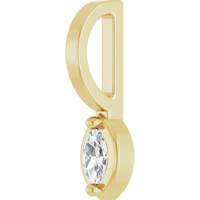 14K Gold Marquise Lab-Grown Diamond Solitaire Pendant - Yellow Gold - view 5