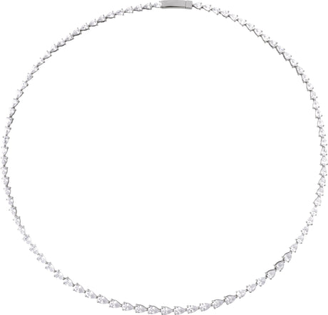 14K Gold Pear Lab-Grown Diamond Line Necklace – 10 CTW - White Gold