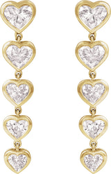 14K Gold Lab-Grown Diamond Heart Earrings - Yellow Gold - view 2