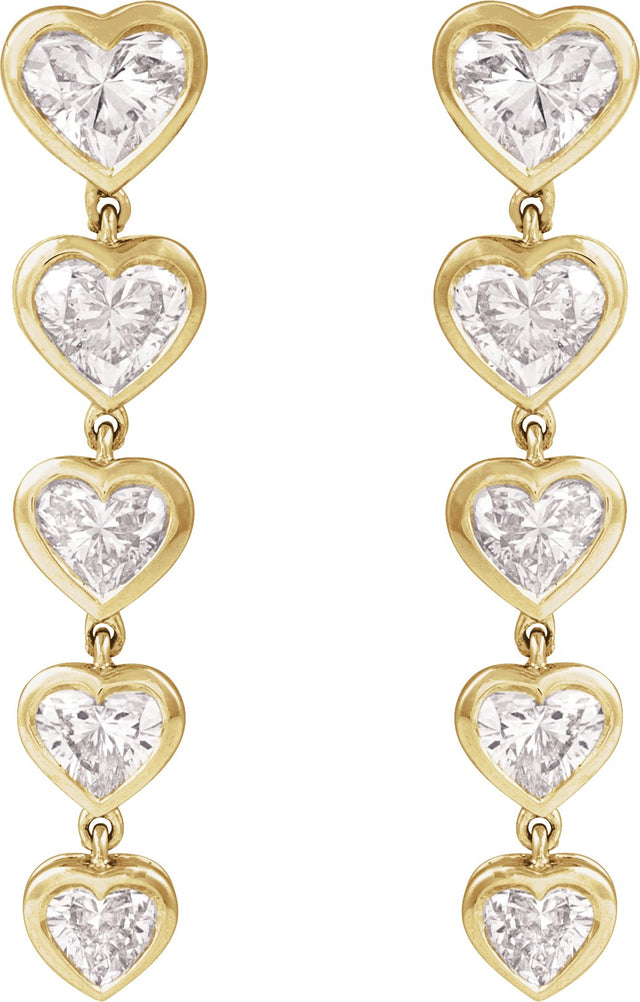 14K Gold Lab-Grown Diamond Heart Earrings - Yellow Gold - view 2