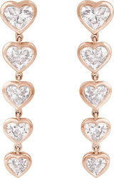 14K Gold Lab-Grown Diamond Heart Earrings - Rose Gold - view 2