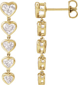 14K Gold Lab-Grown Diamond Heart Earrings - Yellow Gold