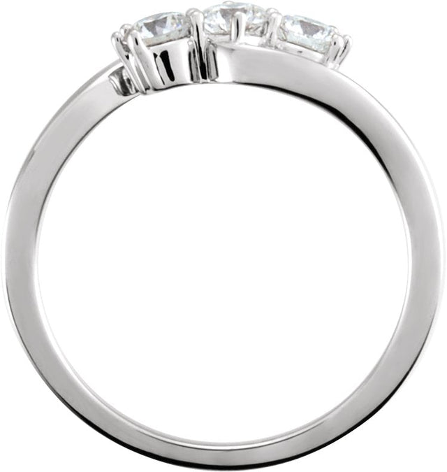 Platinum Round Natural Diamond Three-Stone Ring - view 4