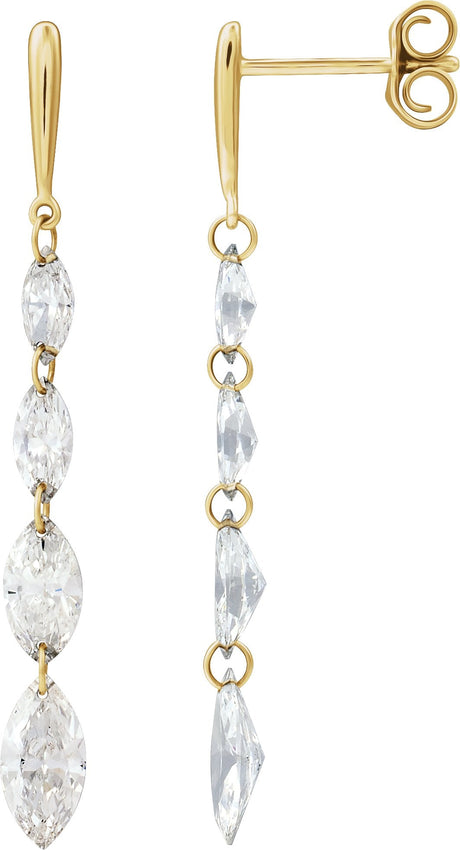 14K Gold Marquise Lab-Grown Diamond Earrings – 6.8x3.5mm - Yellow Gold