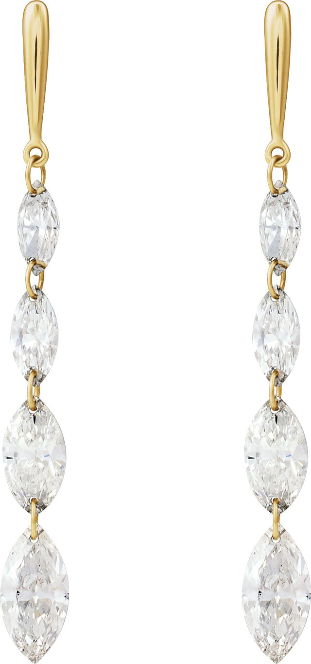 14K Gold Marquise Lab-Grown Diamond Earrings – 6.8x3.5mm - Yellow Gold - view 2