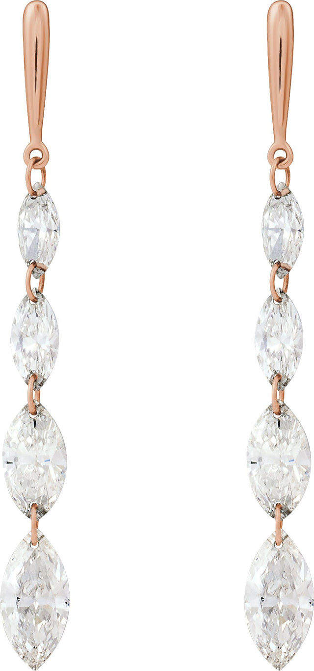 14K Gold Marquise Lab-Grown Diamond Earrings – 6.8x3.5mm - Rose Gold - view 2