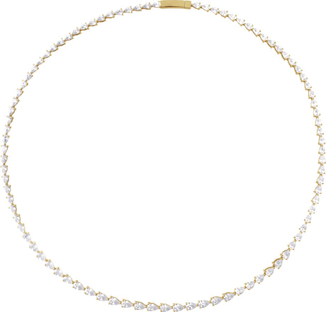 14K Gold Pear Lab-Grown Diamond Line Necklace – 10 CTW - Yellow Gold