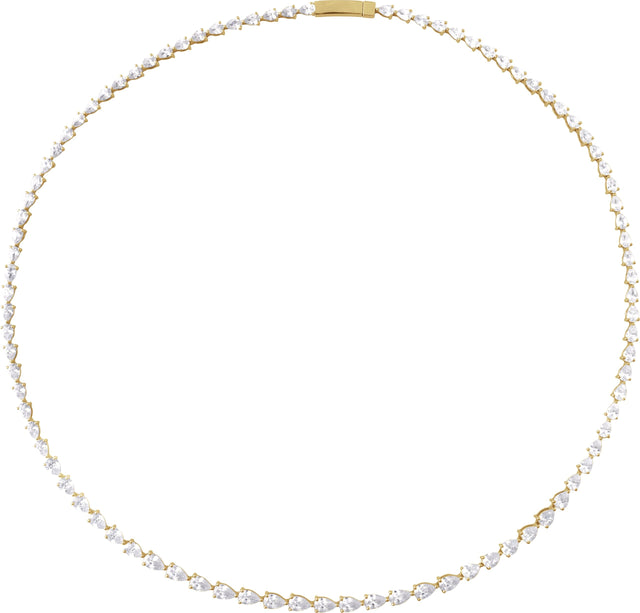 14K Gold Pear Lab-Grown Diamond Line Necklace – 10 CTW - Yellow Gold