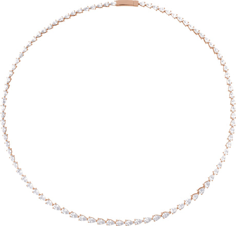 14K Gold Pear Lab-Grown Diamond Line Necklace – 10 CTW - Rose Gold