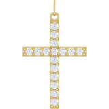 14K Gold Round Lab-Grown Diamond Accented Cross Pendant – 2mm Stones - Yellow Gold