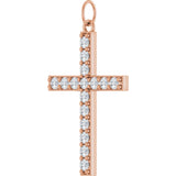 14K Gold Round Lab-Grown Diamond Accented Cross Pendant – 2mm Stones - Rose Gold - view 2