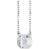 14K Gold Round Lab-Grown Diamond Bezel-Set Solitaire Necklace - White Gold - view 5