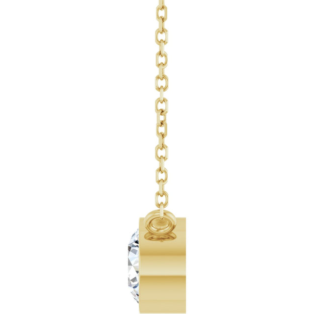 14K Gold Round Lab-Grown Diamond Bezel-Set Solitaire Necklace - Yellow Gold - view 6