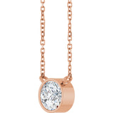 14K Gold Round Lab-Grown Diamond Bezel-Set Solitaire Necklace - Rose Gold - view 5