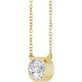 14K Gold Round Lab-Grown Diamond Bezel-Set Solitaire Necklace - Yellow Gold - view 5