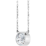 Platinum Round Lab-Grown Diamond Bezel-Set Solitaire Necklace - view 5