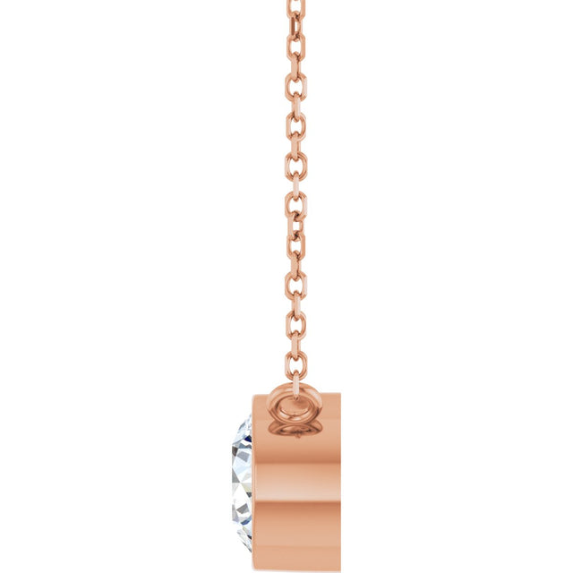 14K Gold Round Lab-Grown Diamond Bezel-Set Solitaire Necklace - Rose Gold - view 6