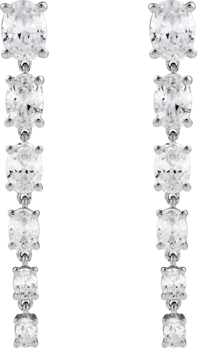 14K Gold Oval Lab-Grown Diamond Earrings – 6.3x4.7mm - White Gold - view 2